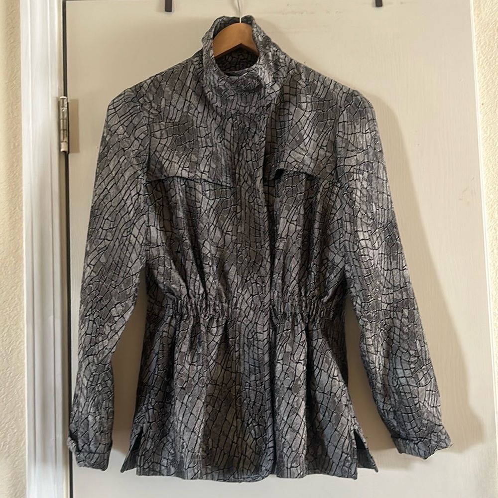 Vintage Rafaela Mock Crocodile Print Short Trench Jacket Sz 8